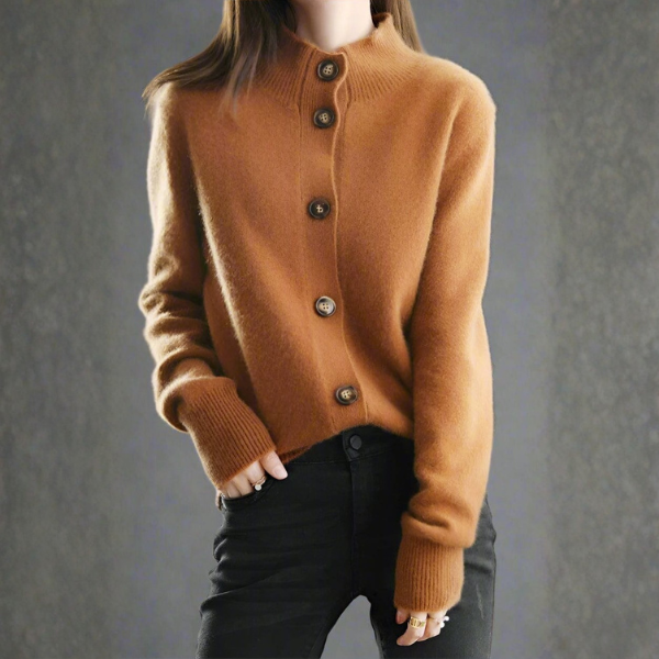 Kasjmier Knopen Cardigan – Luxe Zachte Wolmix & Tijdloze Elegantie