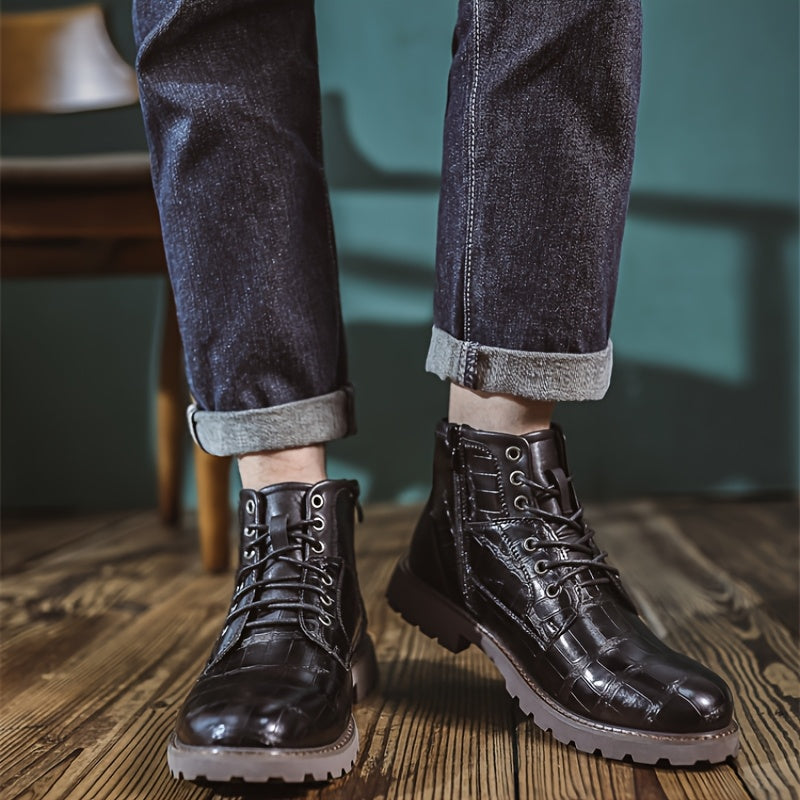 Heren Leren Enkellaarzen – Handgemaakte Vintage Werk- en Casual Boots met Comfortabele Zool