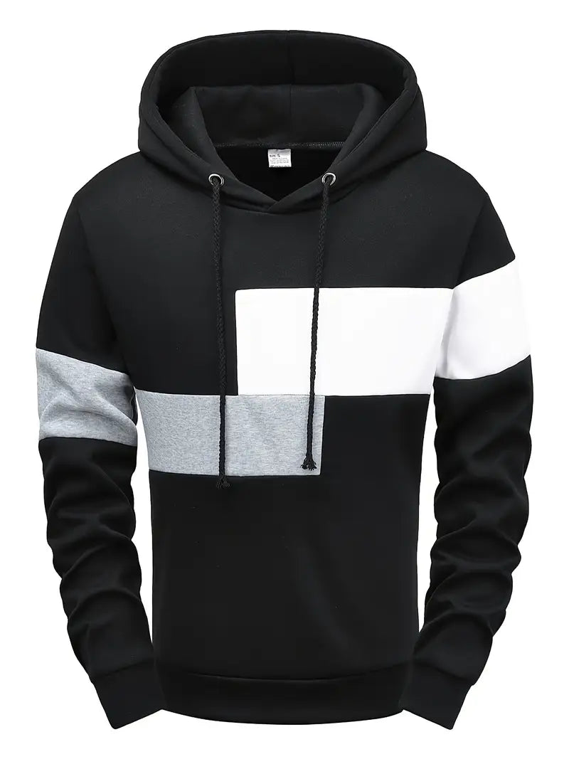 Stijlvolle Patchwork Hoodie voor Heren – Comfortabel, Warm & Duurzaam