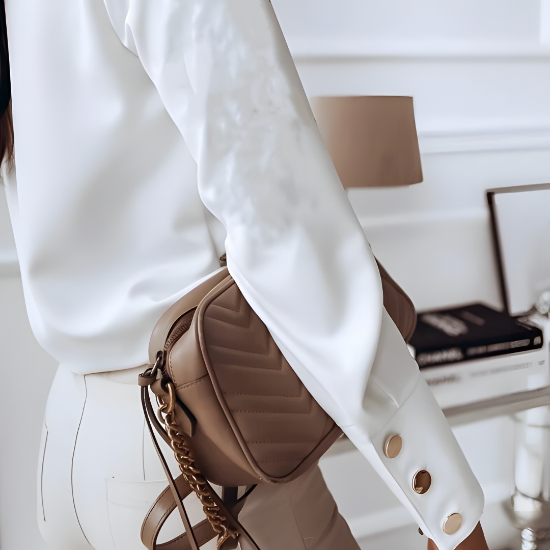Elegante Dames Blouse – Lange Mouwen Shirt met Opvallende Knopen