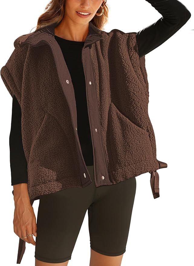 Zachte Fluffy Sherpa Bodywarmer – Dames Oversized Zip-Up Bovenkleding