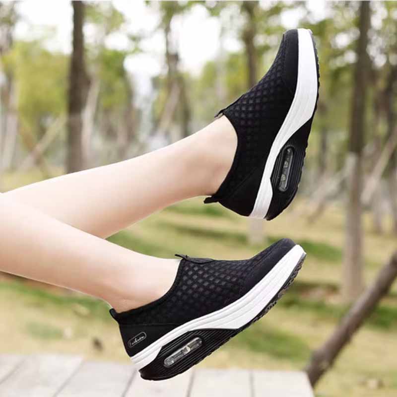 Lichtgewicht Mesh Sneakers voor Dames – Hoge Platform Zool, Anti-zweet, Comfort voor de Hele Dag