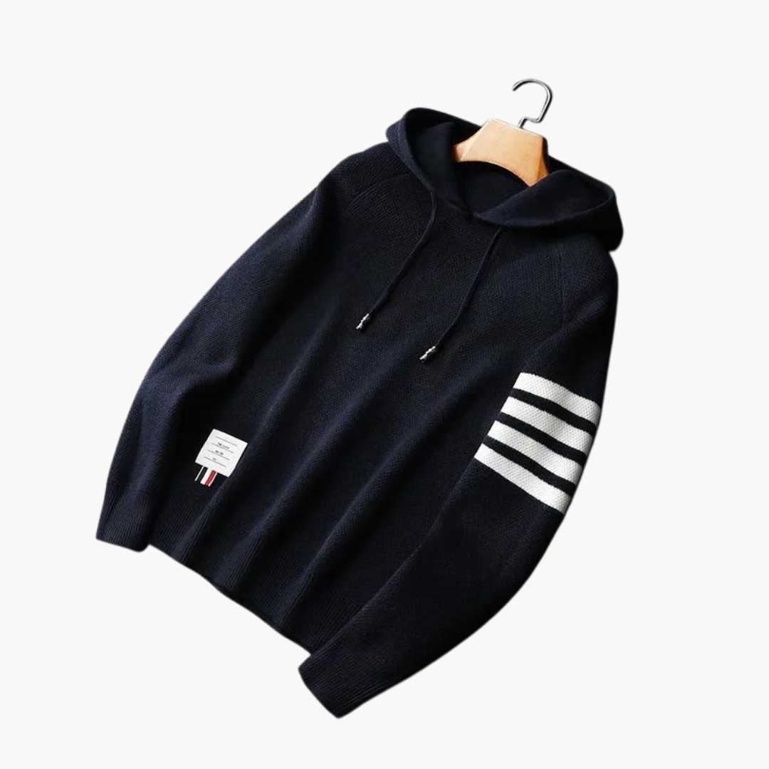 Hooded Sweater – Luxe Hoodie met Contrasterende Strepen en Modern Design