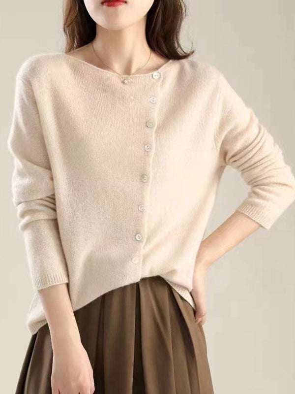 Classic Crew Neck Knitted Cardigan – Tijdloos Gebreid Vest met Ronde Hals