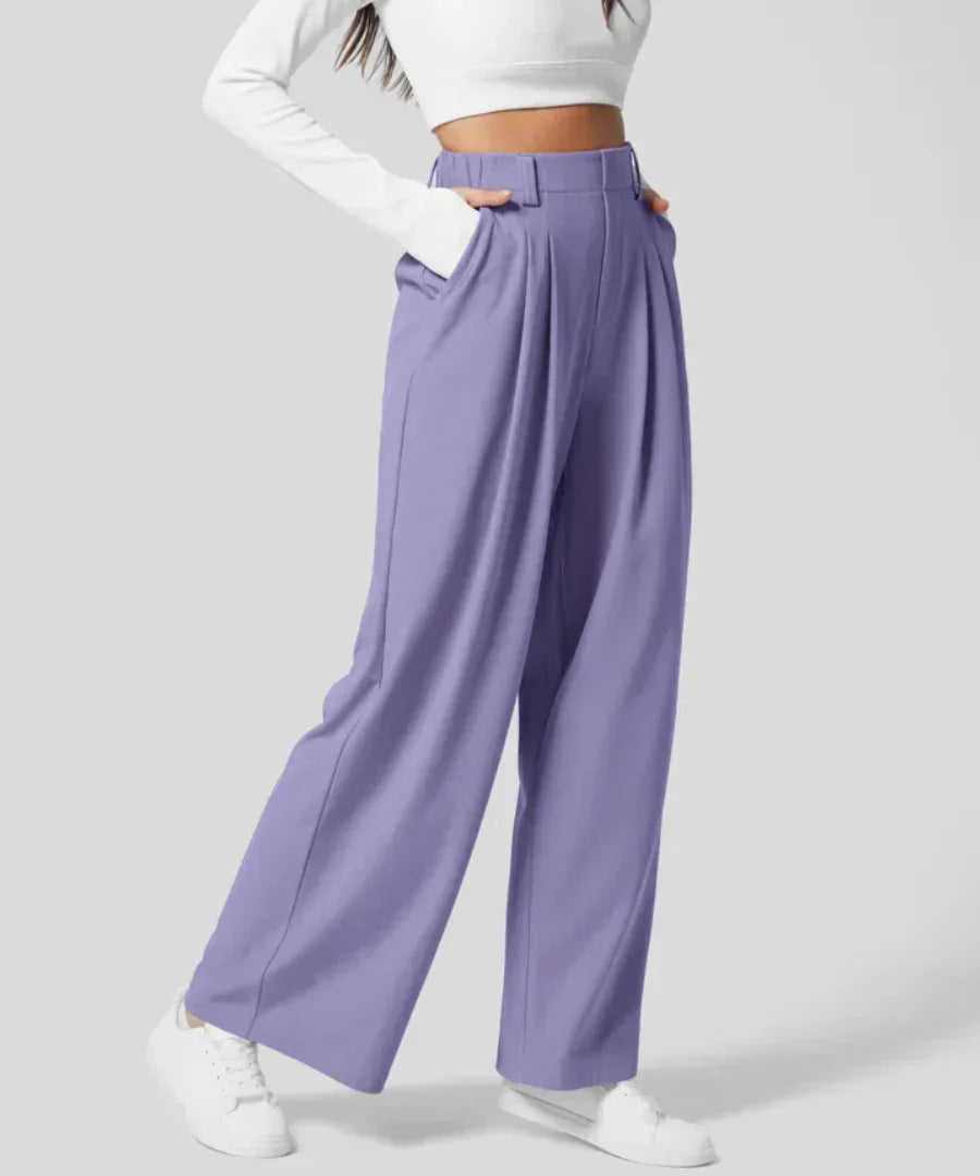 High-Waist Damesbroek met Wijde Pijpen – Elegante & Comfortabele Pantalon voor Werk en Vrije Tijd