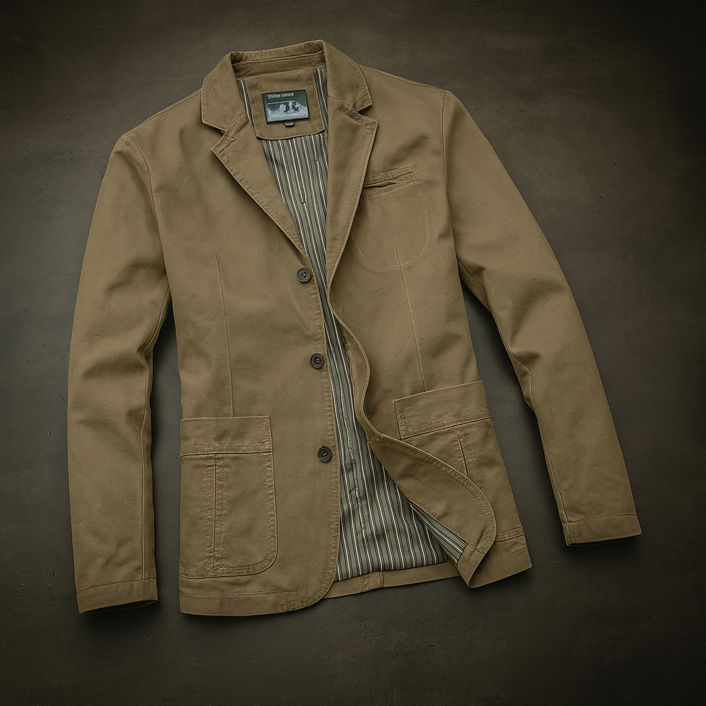 Heren Classic Blazer – Tijdloze Katoenen Blazer met 3-Knoopsluiting en Gestreepte Voering