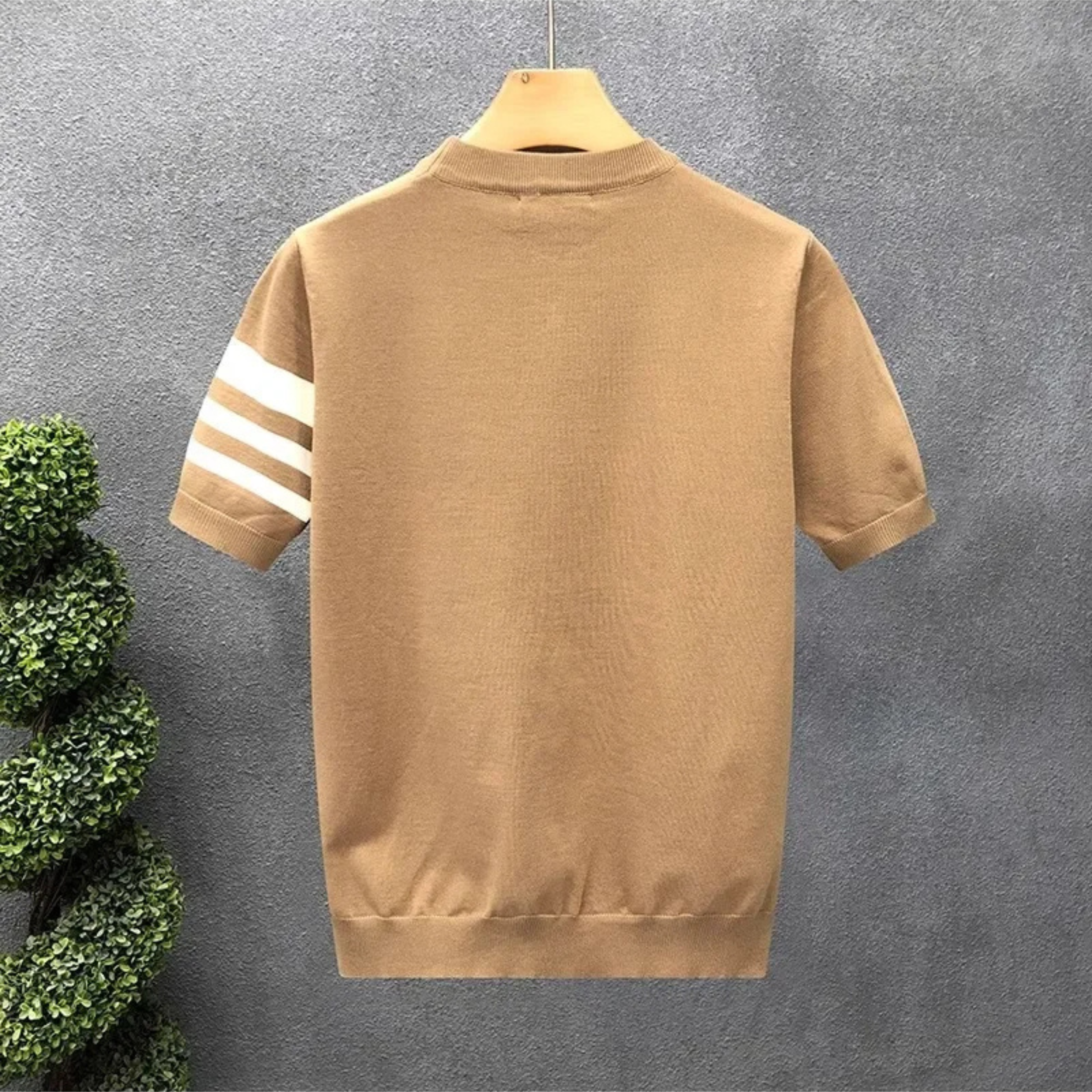 Triform Knit Shirt voor Heren – Premium Jacquard Gebreid T-shirt met Strepen