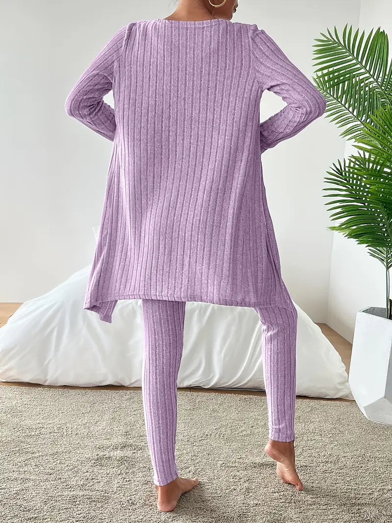 Lounge Edit 3-Delige Ribbed Set voor Dames – Comfortabel & Stijlvol Loungepak