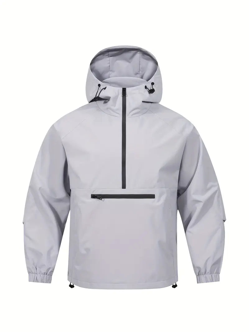 Casual Heren Windjack met Capuchon – Ademend Half-Zip Waterdichte Jas