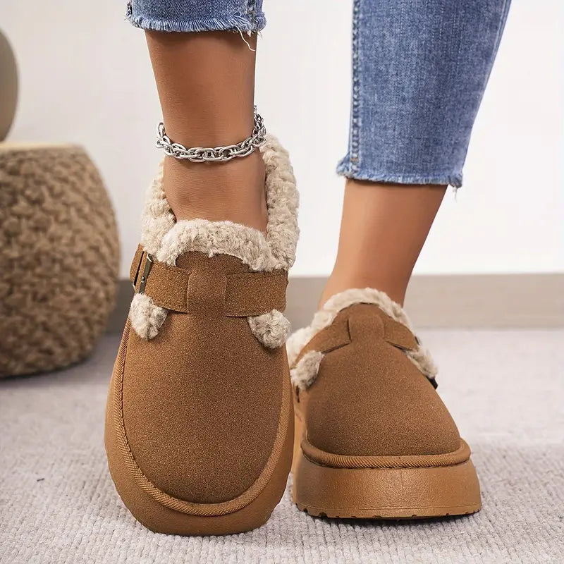 BuckleBouclé Slippers – Luxe Dames Slippers met Gesp en Zachte Bouclé Voering