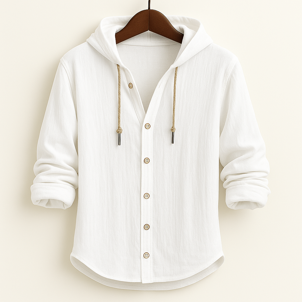 Heren Hoodie Shirt – Lichtgewicht Katoen-Linnen, Ademend & Stijlvol