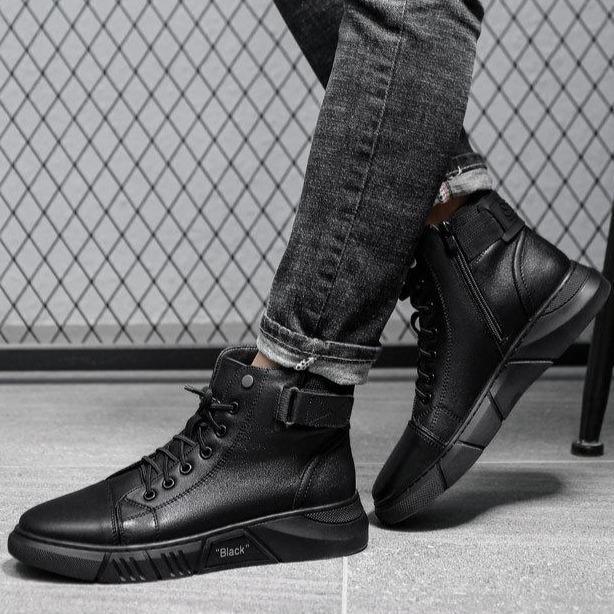 Comfortabele Leren Enkelboots voor Heren – Ademend, Schokdempend & Stijlvol