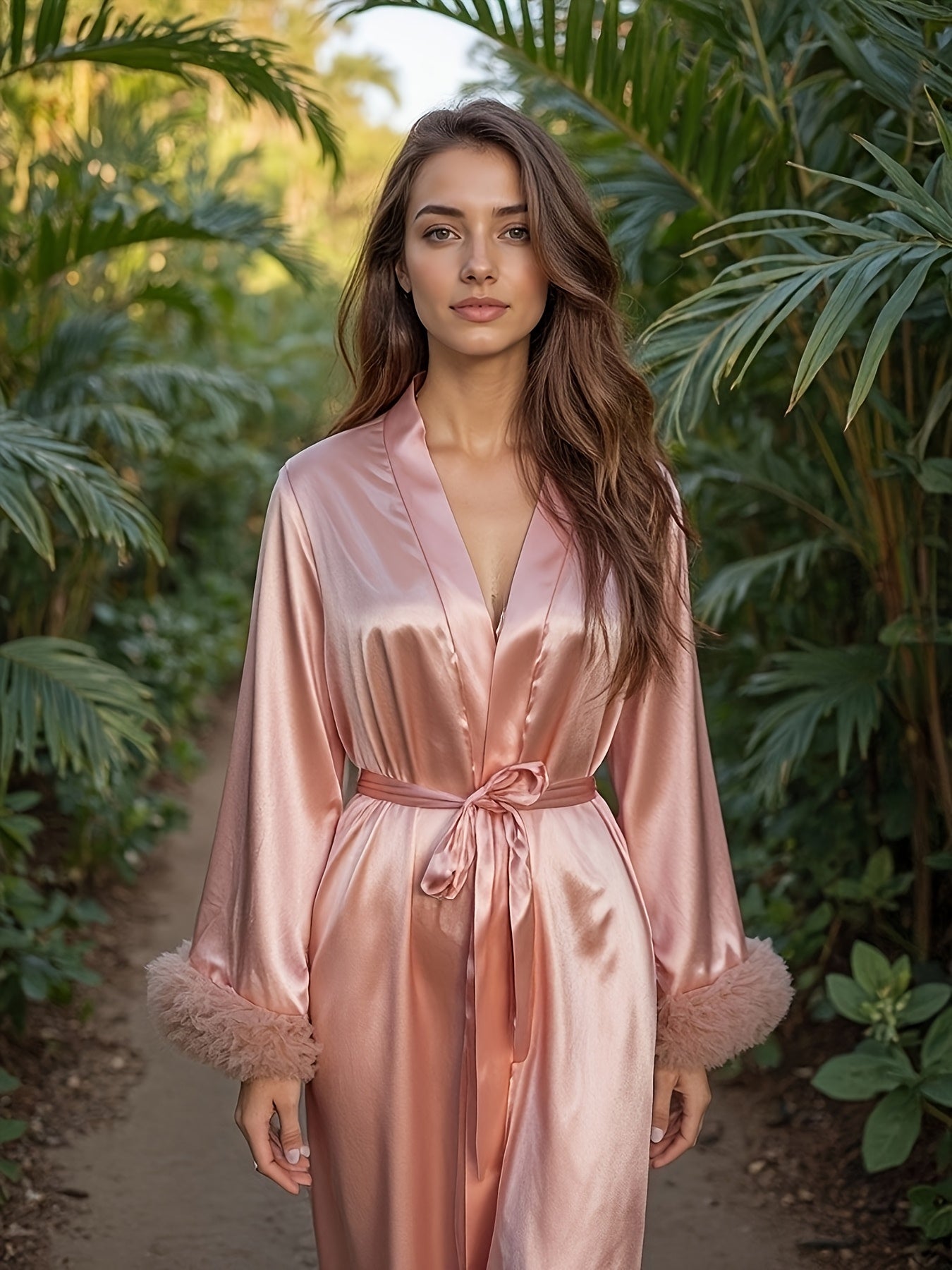 Elegante Franse Satijnen Bridesmaid Ochtendjas met Ceintuur