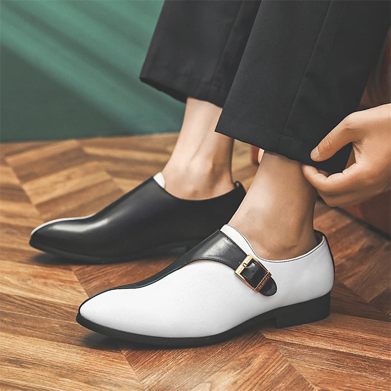 Dames Monk-Strap Loafers – Tweekleurig Echt Leder met Comfortabele Voering