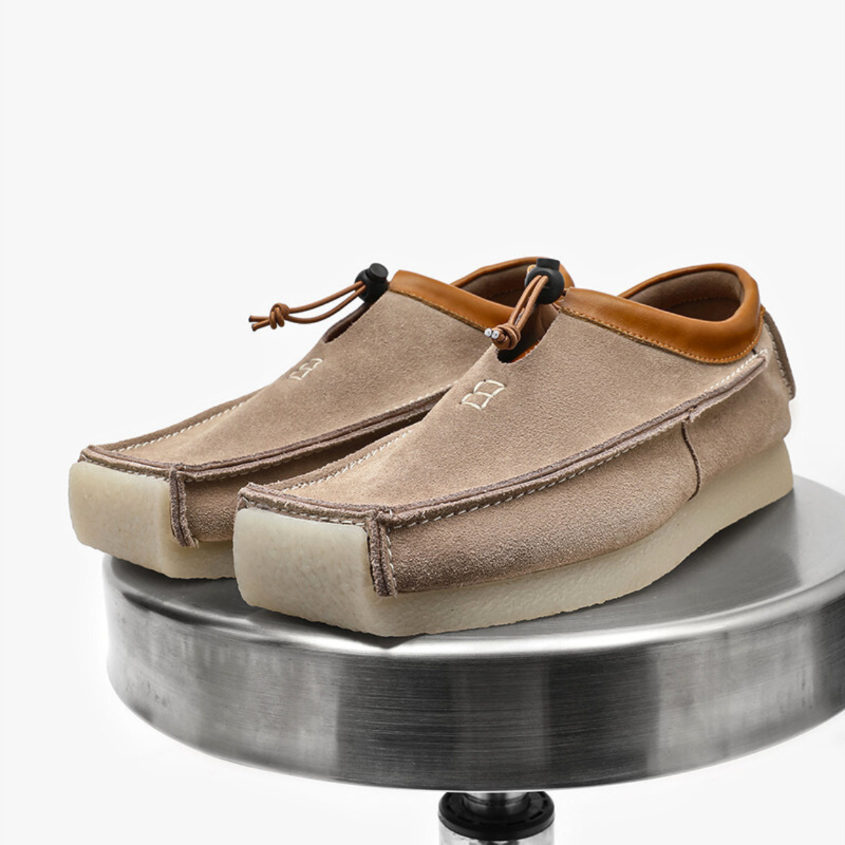 Handgemaakte Leren Loafers voor Heren – Zachte Suède Instappers met Vierkante Neus