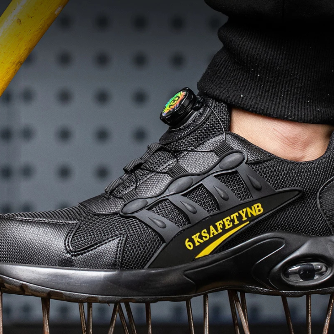 Veiligheidsschoenen Heren – Stalen Neus, Onverwoestbaar & Ademend | Rotating Button Werkschoenen