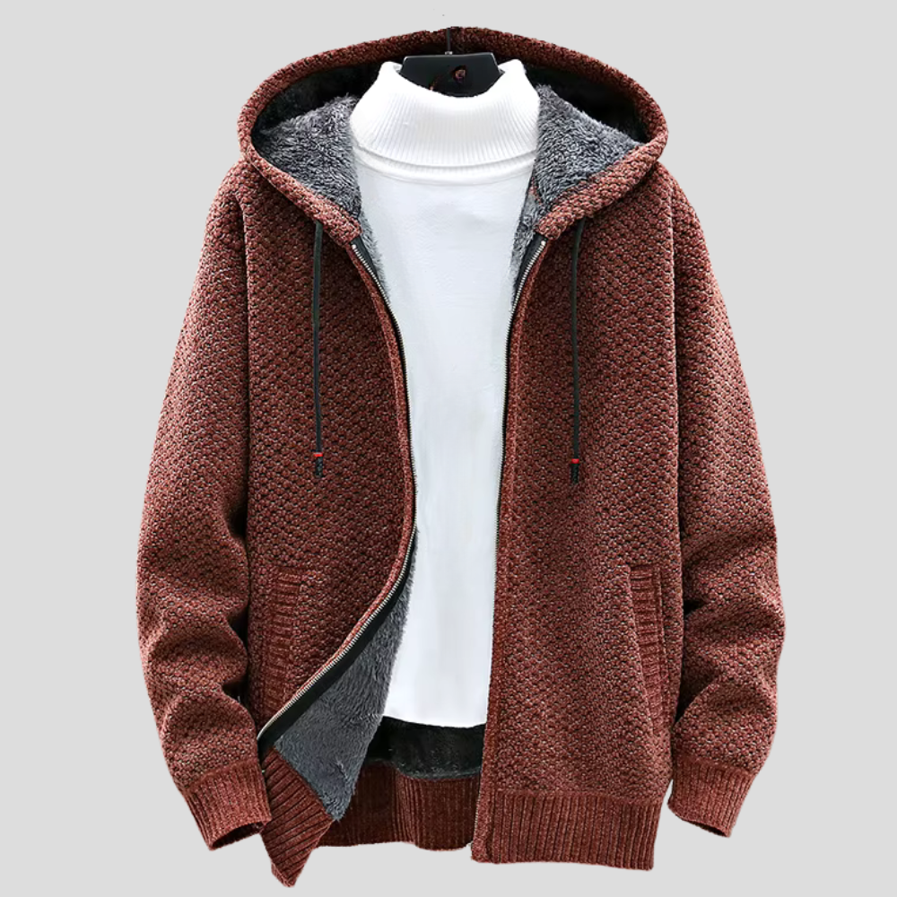 Knit Hoodie – Warme Gebreide Hoodie met Fleecevoering & Ritsluiting