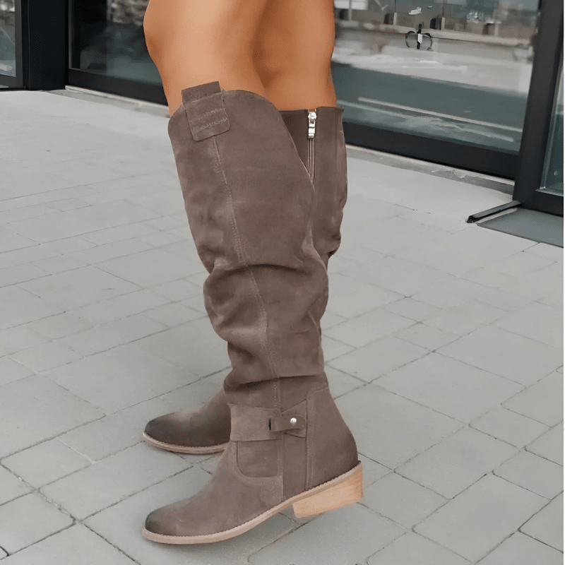 Elegante Kniehoge Suède Dameslaarzen – Comfortabele Winterlaarzen met Antislipzool