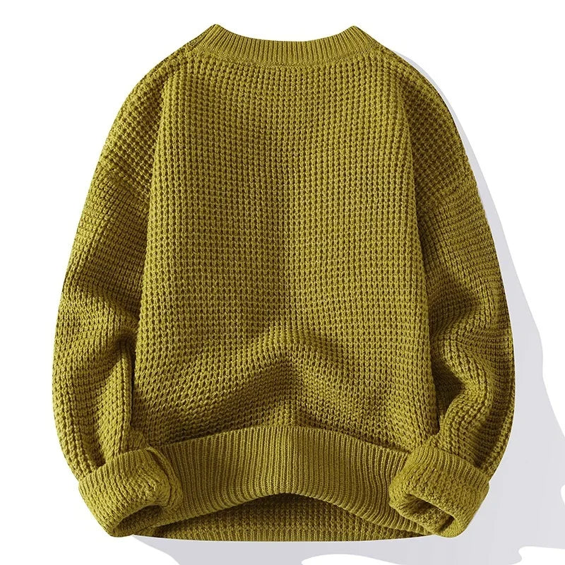 Klassieke Wafelgebreide Pullover – Zachte Ademend Gebreide Trui met Duurzaam Weefsel