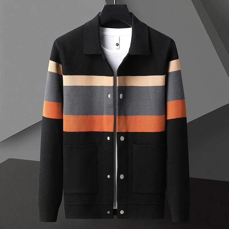 Gestreepte Varsity Trui Jas – Zachte, Warme & Stijlvolle Retro Jas voor Elke Gelegenheid