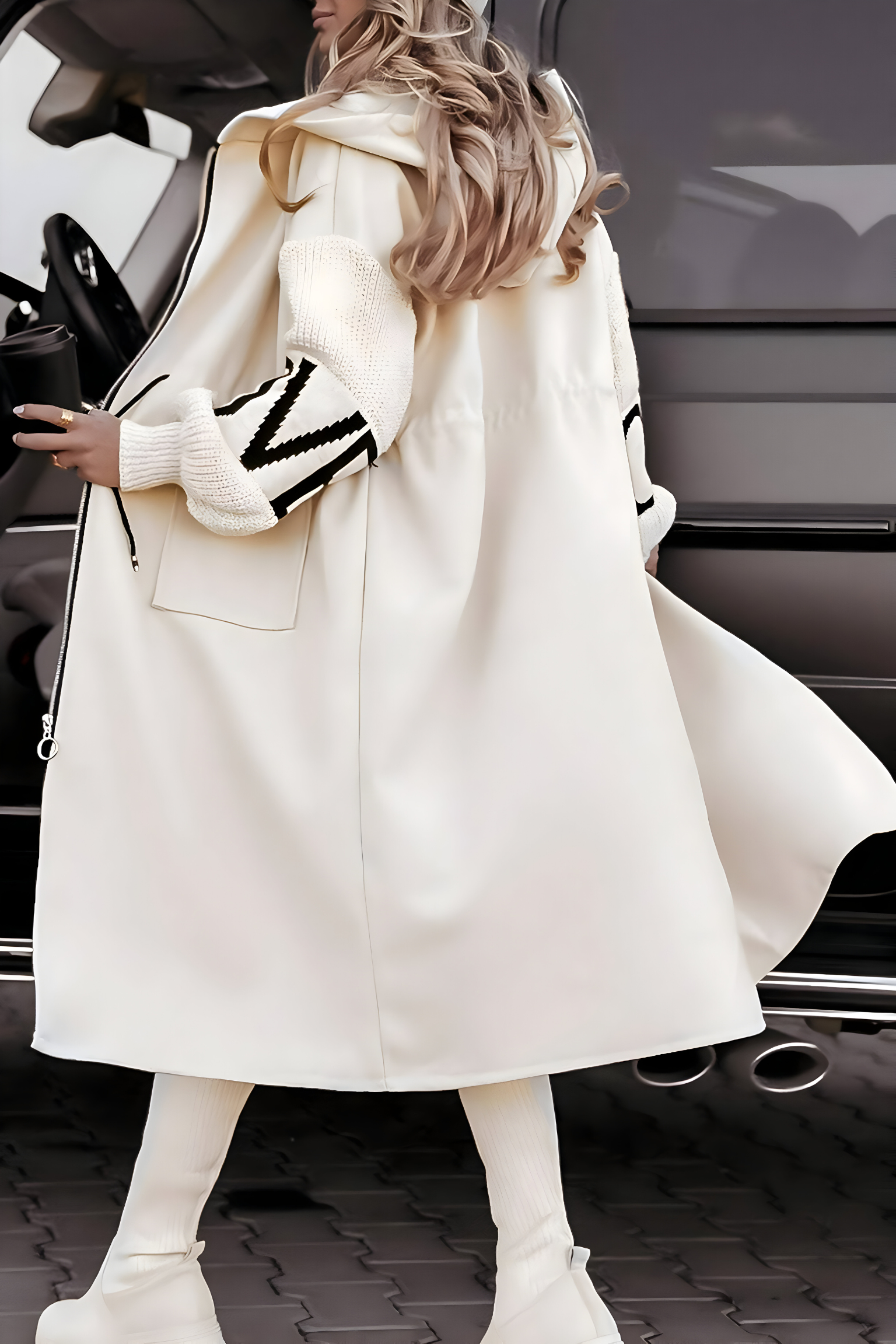 Lange Hooded Coatigan – Elegante Gebreide Cardigan Jas met Zakken