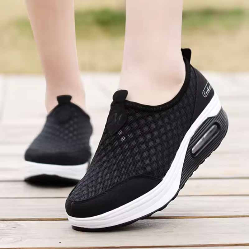 Lichtgewicht Mesh Sneakers voor Dames – Hoge Platform Zool, Anti-zweet, Comfort voor de Hele Dag