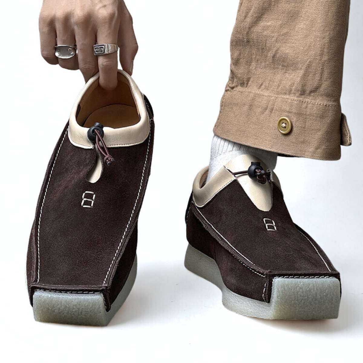 Handgemaakte Leren Loafers voor Heren – Zachte Suède Instappers met Vierkante Neus