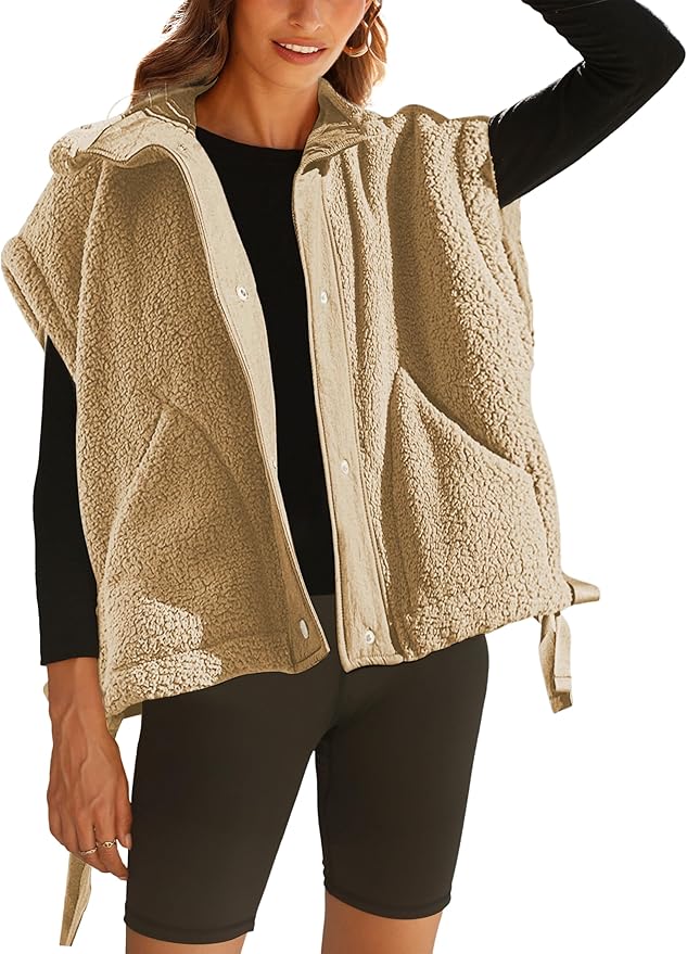 Zachte Fluffy Sherpa Bodywarmer – Dames Oversized Zip-Up Bovenkleding