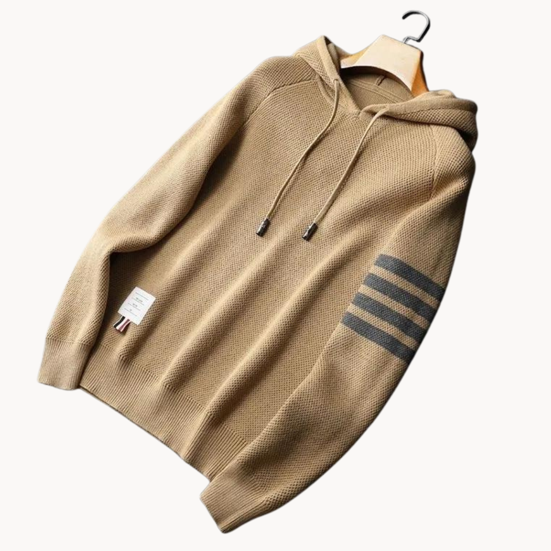 Hooded Sweater – Luxe Hoodie met Contrasterende Strepen en Modern Design