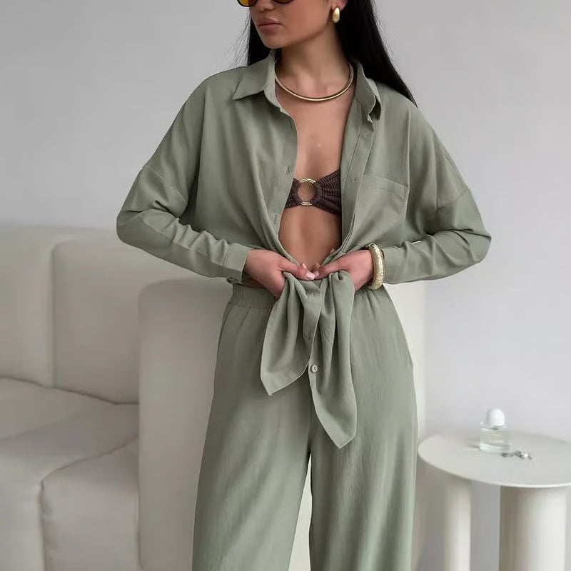 Elegante Dames Set – Stijlvol Shirt & Broek in Tijdloos Design