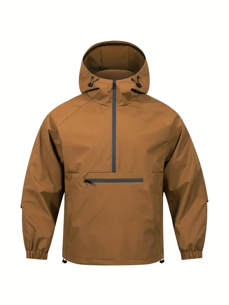 Casual Heren Windjack met Capuchon – Ademend Half-Zip Waterdichte Jas