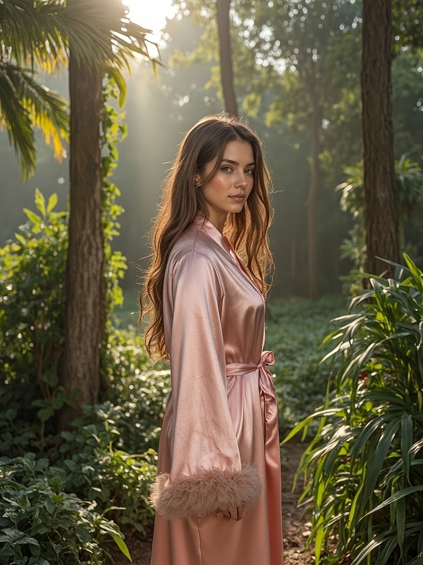 Elegante Franse Satijnen Bridesmaid Ochtendjas met Ceintuur