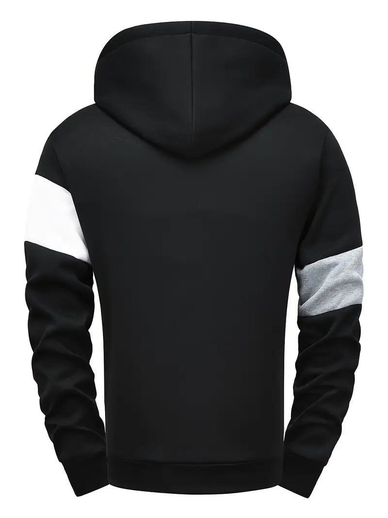 Stijlvolle Patchwork Hoodie voor Heren – Comfortabel, Warm & Duurzaam
