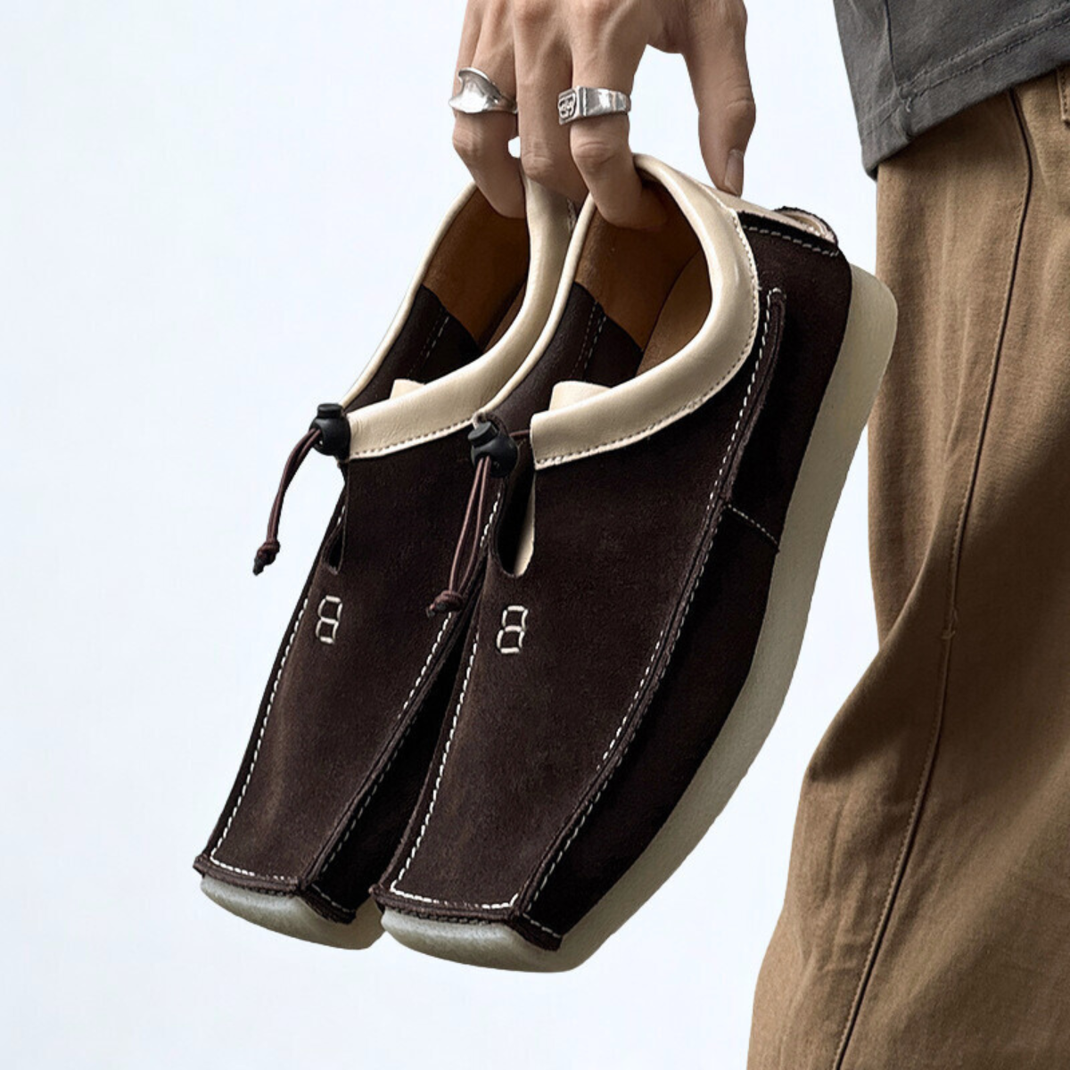 Handgemaakte Leren Loafers voor Heren – Zachte Suède Instappers met Vierkante Neus