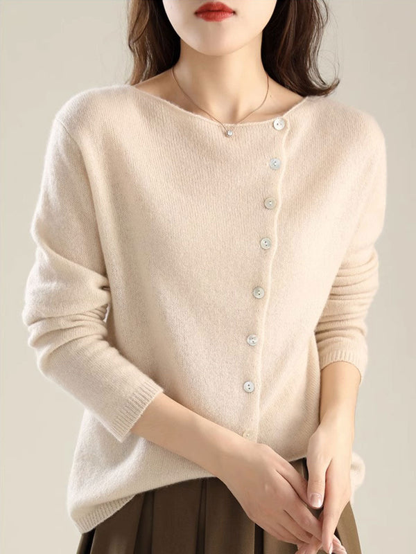 Classic Crew Neck Knitted Cardigan – Tijdloos Gebreid Vest met Ronde Hals