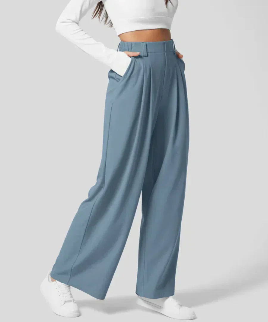 High-Waist Damesbroek met Wijde Pijpen – Elegante & Comfortabele Pantalon voor Werk en Vrije Tijd