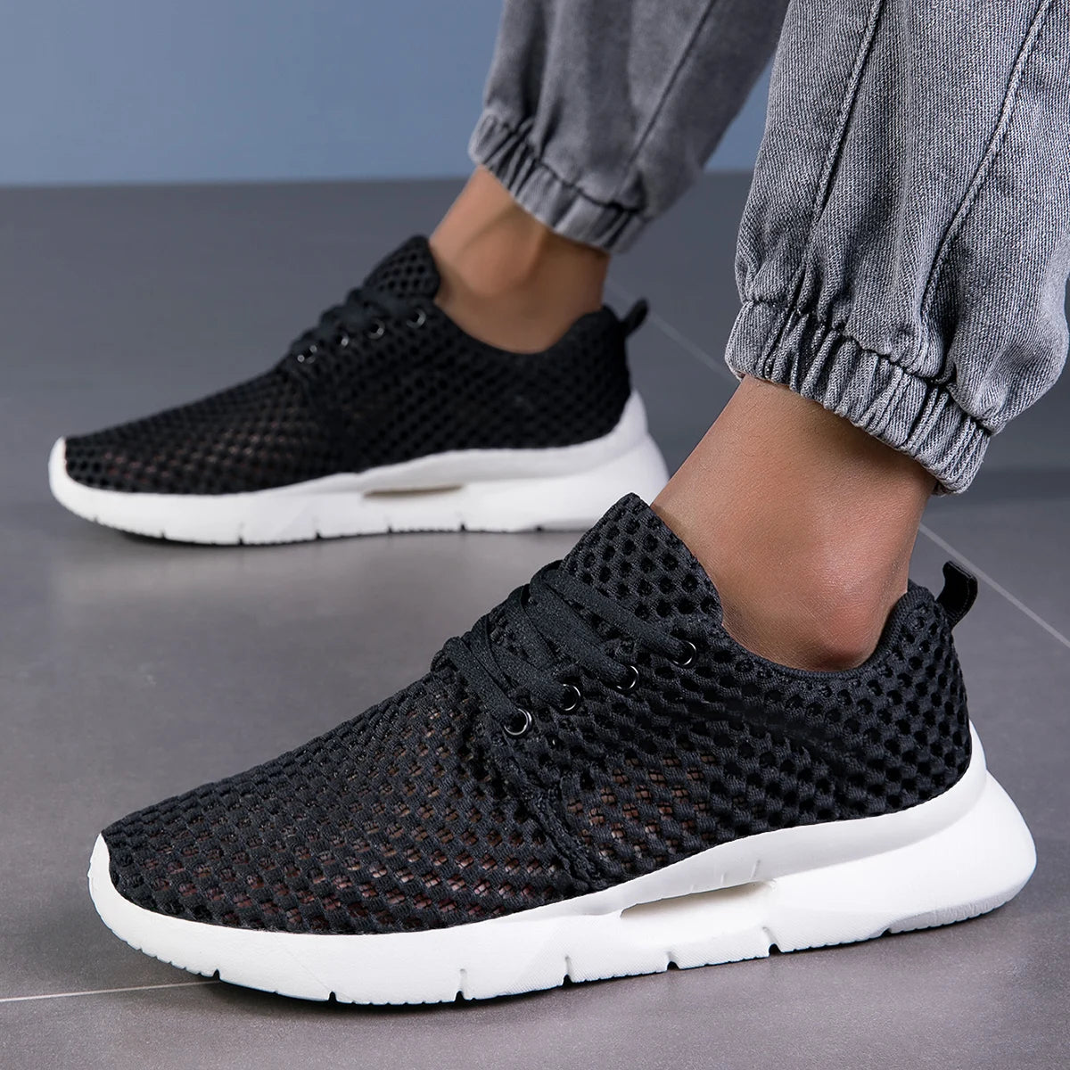 Heren Lichtgewicht Mesh Sneakers – Ademend Hardloopschoenen met Demping