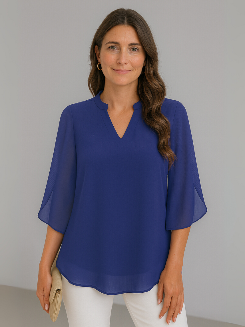 Elegante Chiffon Blouse met Dubbele Laag – Luchtige Pasvorm voor Moeiteloze Stijl