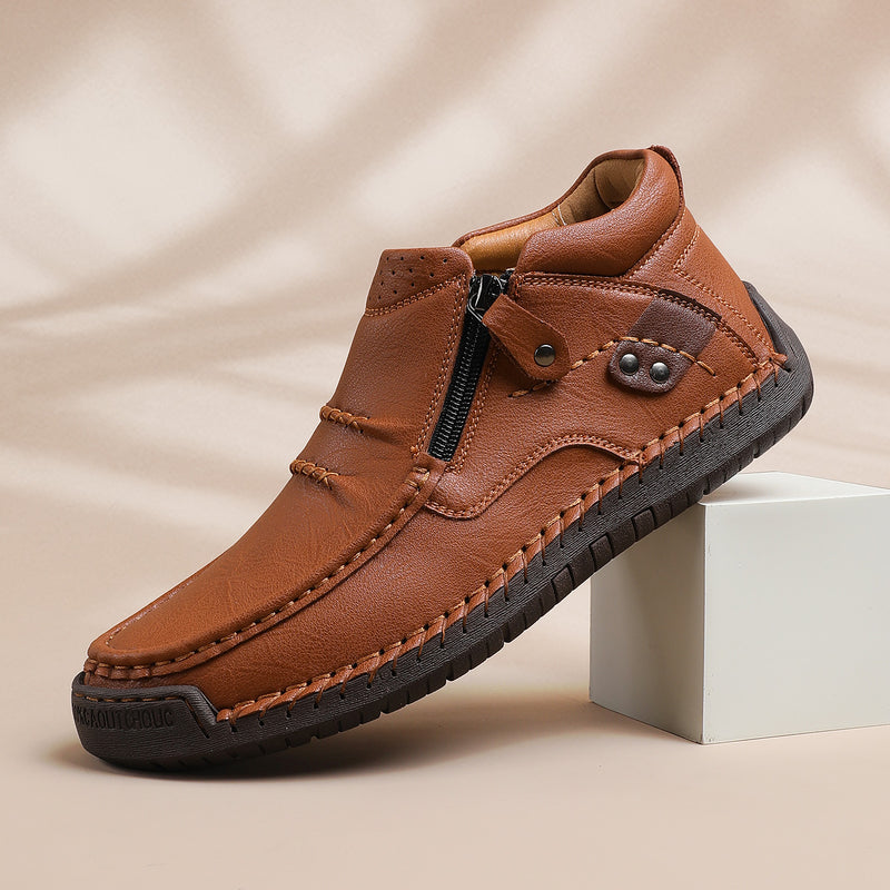 Heren Handgemaakte Premium Leren Slip-On Driving Boots – Stijl & Comfort