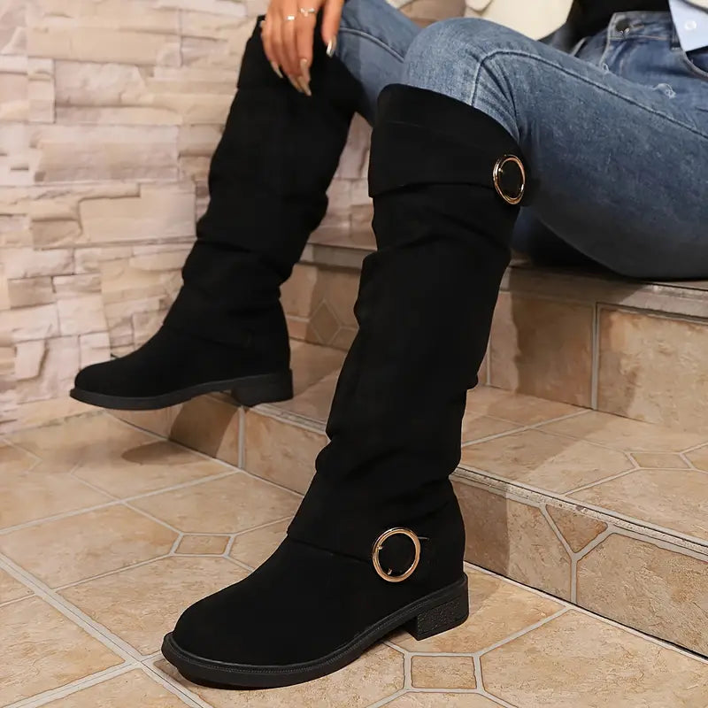 Vrouwen Effen Kleur Trendy Laarzen – Stijlvolle & Comfortabele Dameslaarzen