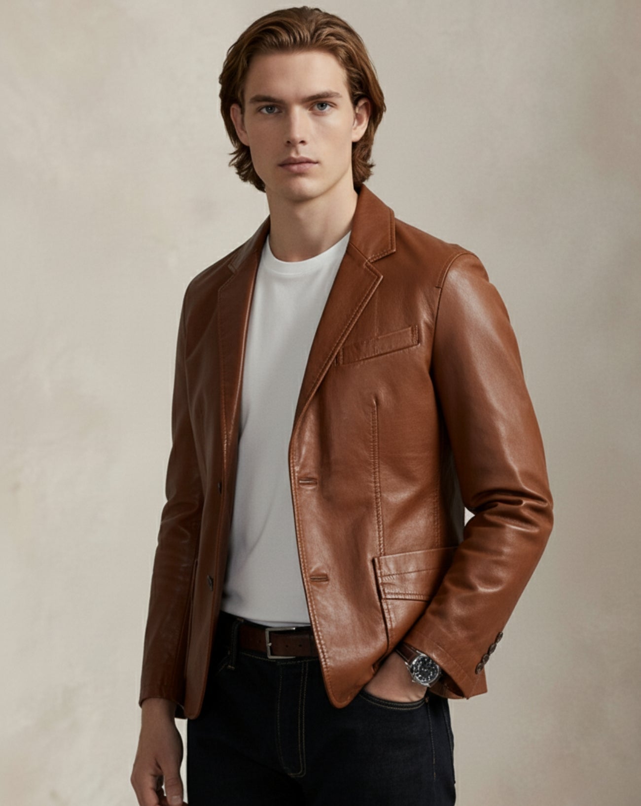 Verfijnde Leren Jas – Luxe Schapenleren Jas met Tijdloos Design & Comfortabele Pasvorm