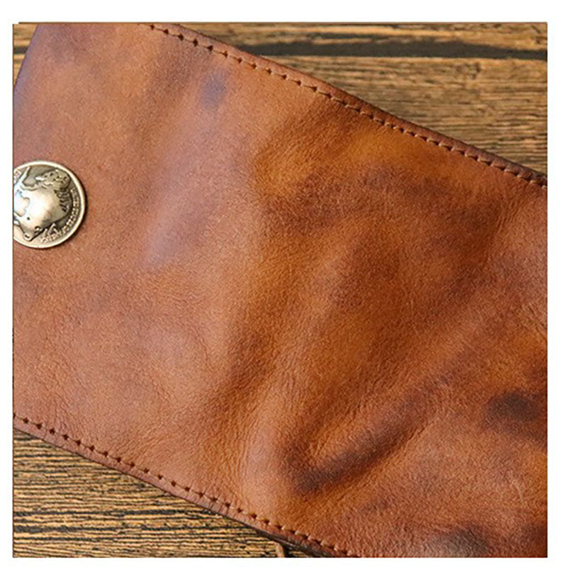 Vintage Leren Bifold Portemonnee – Compacte Munt- en Kaartenhouder voor Dagelijks Gebruik