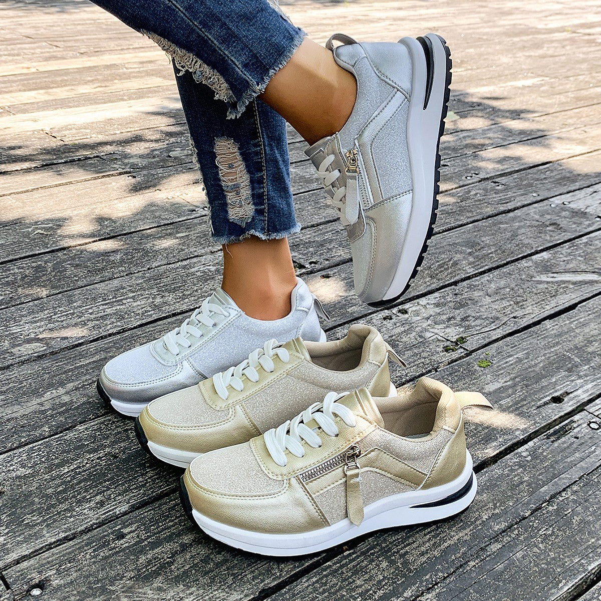 Dames Sneakers met Verborgen 10cm Verhoging – Lichtgewicht Streetwear Schoenen met Comfortzool en Zijrits