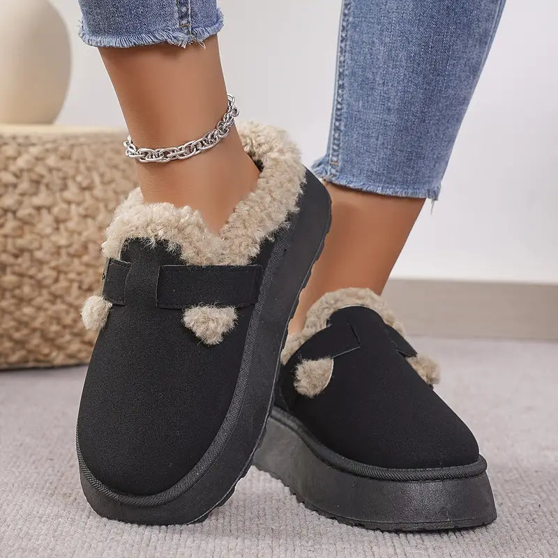BuckleBouclé Slippers – Luxe Dames Slippers met Gesp en Zachte Bouclé Voering