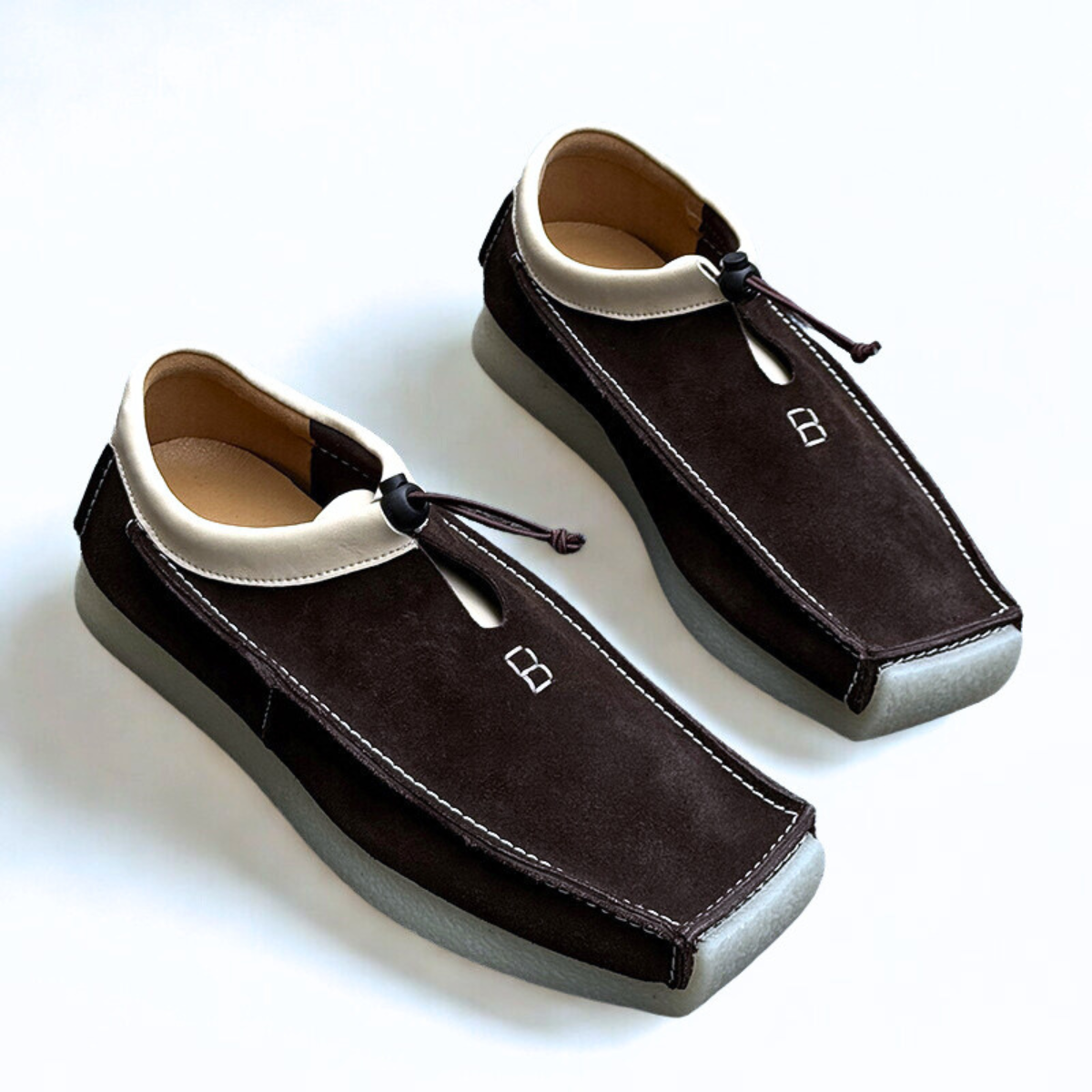 Handgemaakte Leren Loafers voor Heren – Zachte Suède Instappers met Vierkante Neus