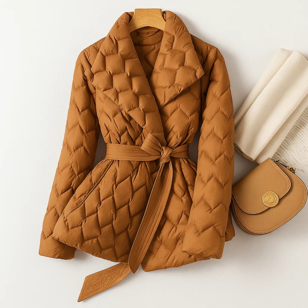 Donsjas met Tailleriem – Warme en Elegante Winterjas voor Dames