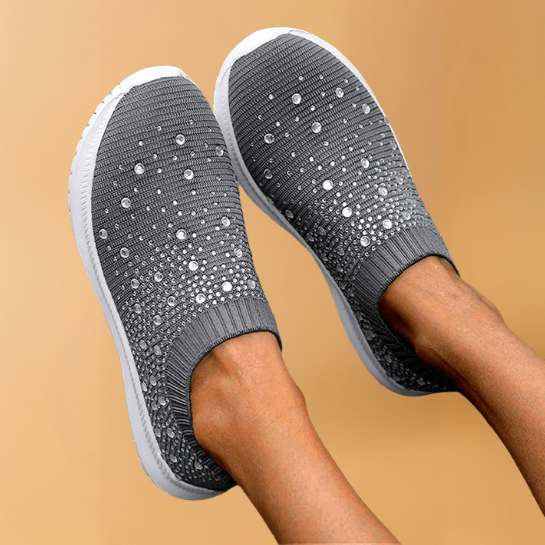 Dames Crystal Ademend Orthopedisch Slip-On Wandelschoenen – Stijlvolle en Comfortabele Schoenen voor Lange Dagen
