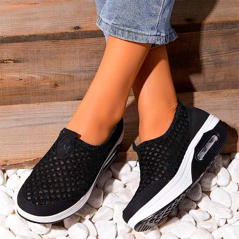 Lichtgewicht Mesh Sneakers voor Dames – Hoge Platform Zool, Anti-zweet, Comfort voor de Hele Dag