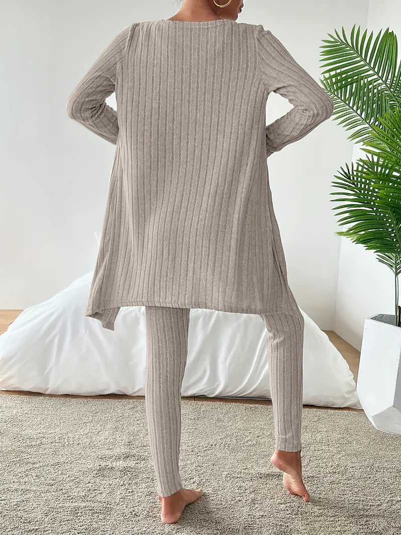 Lounge Edit 3-Delige Ribbed Set voor Dames – Comfortabel & Stijlvol Loungepak