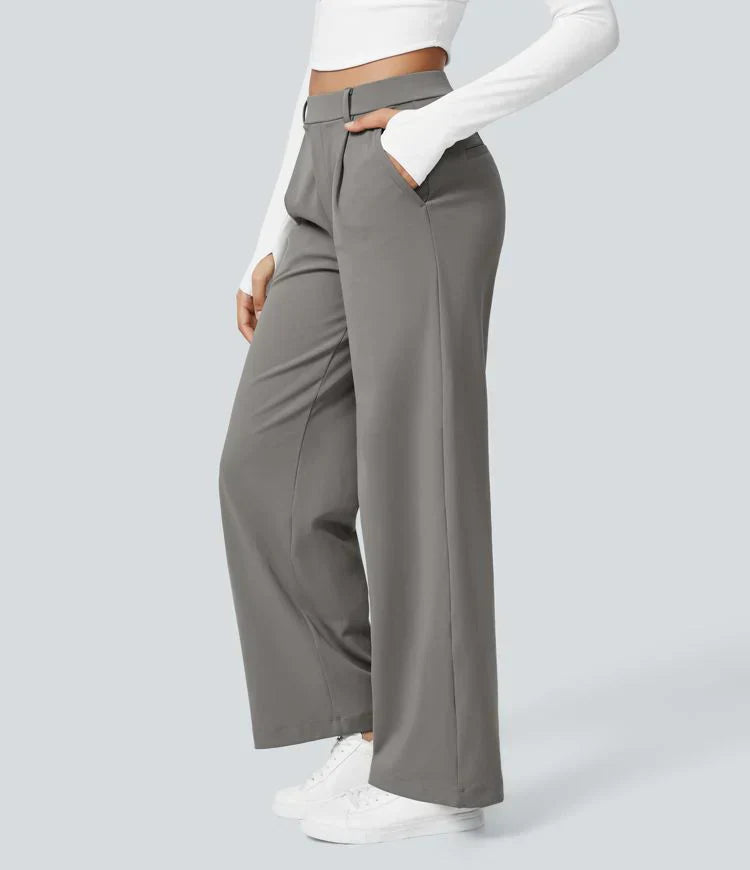 High-Waist Damesbroek met Wijde Pijpen – Elegante & Comfortabele Pantalon voor Werk en Vrije Tijd